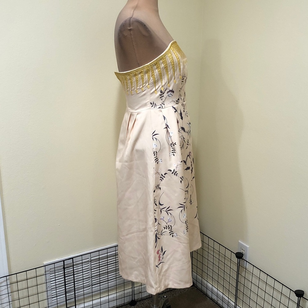 Vintage Dress Size 2 Cream Humming Bird Floral Print Embroidery - Picture 3 of 9